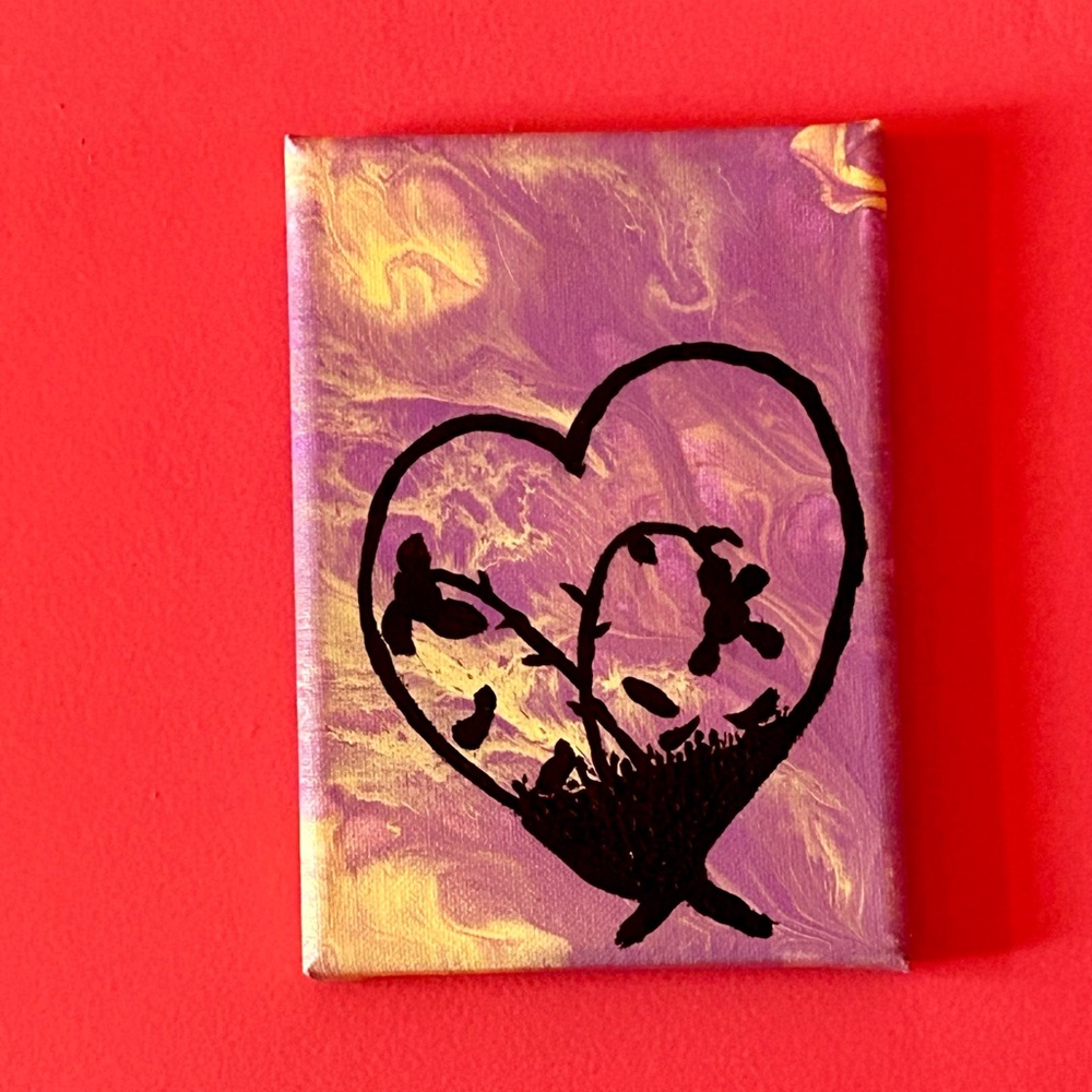 Original Heart Painting “Love Me, Love Me Not” Acrylic Painting 5x7